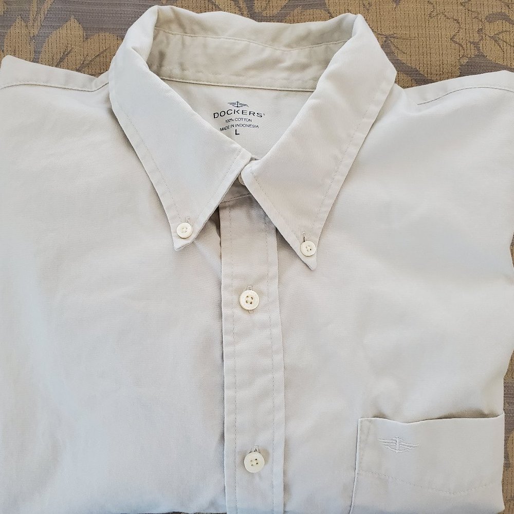 DOCKER'S - MEN'S LARGE SHIRT - KHAKI GRAY